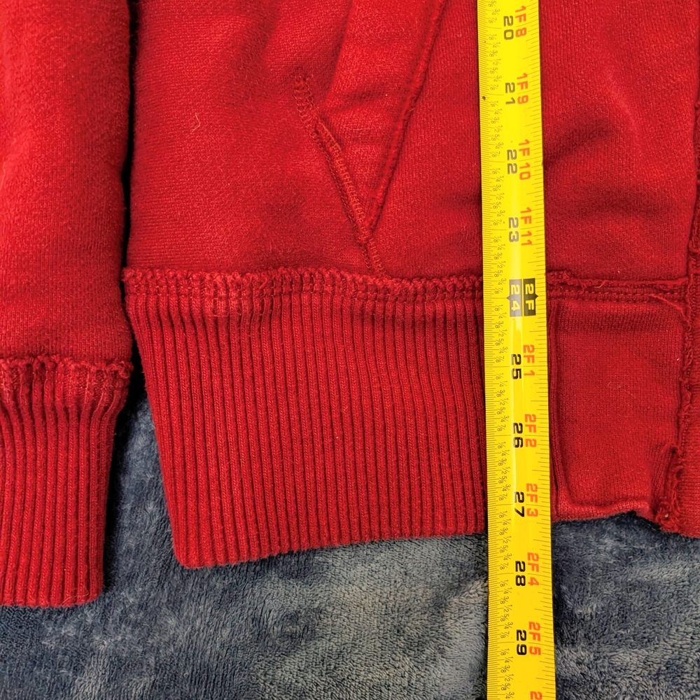 Vintage Abercrombie & Fitch Burgundy Hooded Sweatshirt Faux Fur Lining Rare. - Picture 4 of 9